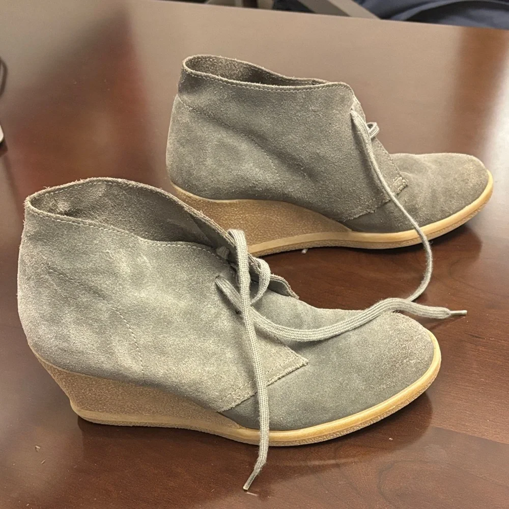 Jcrew Grey Suede Women's Wedge Booties Sz 8